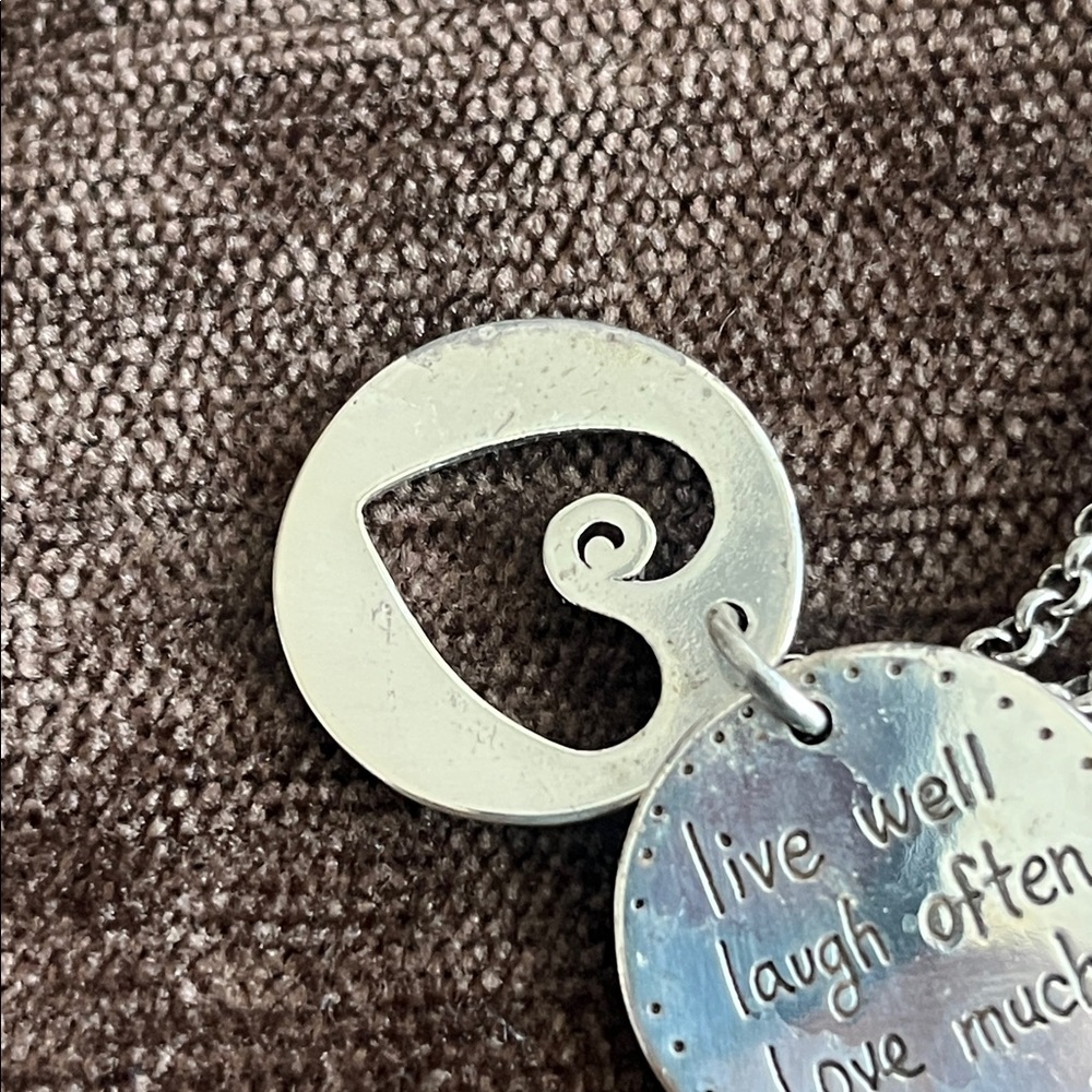 Brighton Silver Tone HEART Pendant Chain Necklace LIVE LOVE LAUGH - Picture 7 of 8